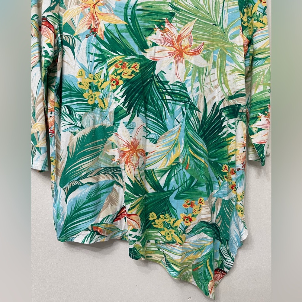 Chicos Floral Asymmetrical Hem Blouse - Picture 5 of 7